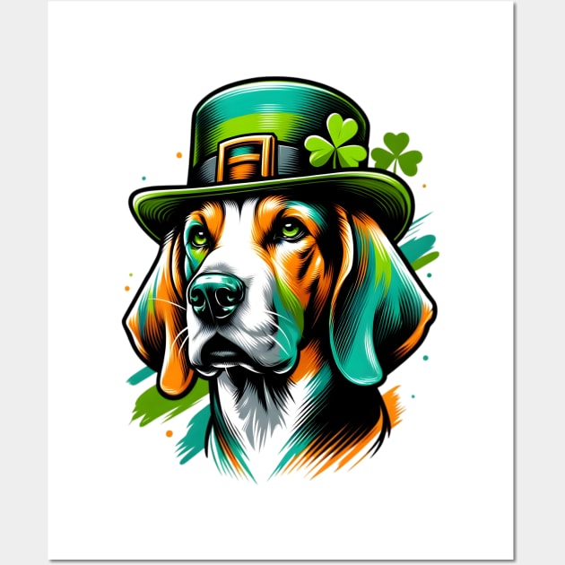 Treeing Walker Coonhound Celebrates St Patrick's Day Wall Art by ArtRUs